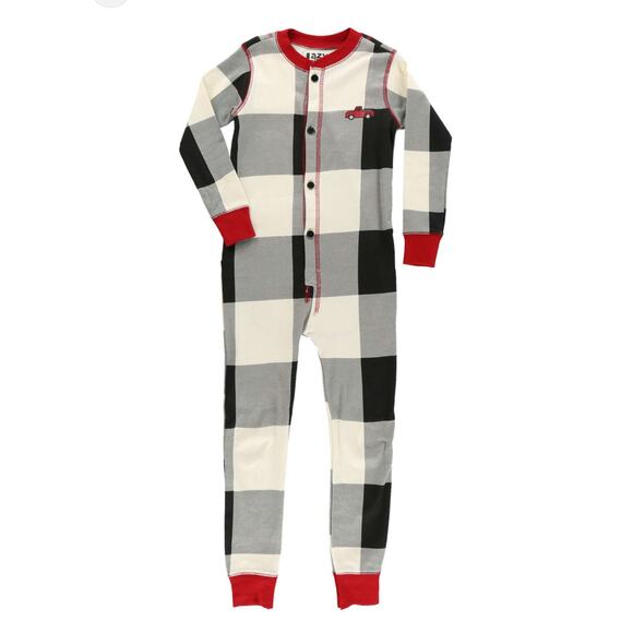 Lazy One Check Flapjack Tailgate Long John Pajamas Multicolor Size Medium - Picture 1 of 11